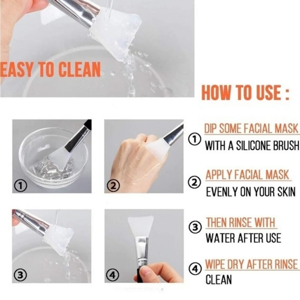 2 Pcs Norate Silicone Face Mask Applicator Brush for Facials Skincare New